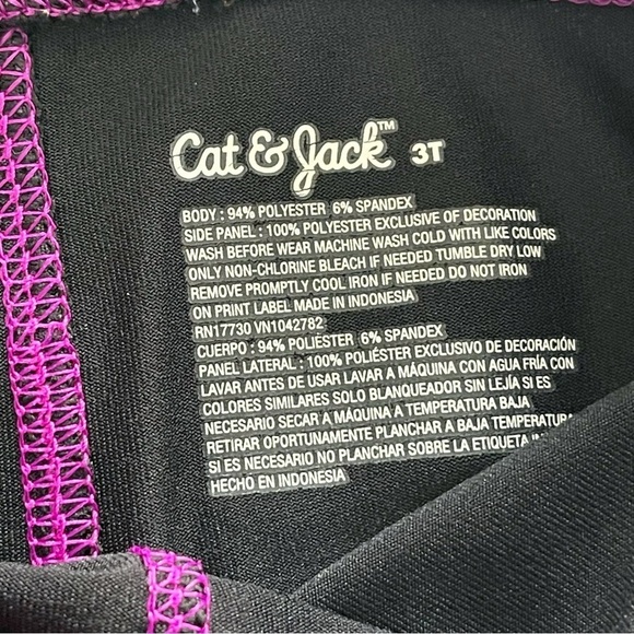Cat & Jack Black & Purple Cropped Leggings - 3T - Picture 5 of 9
